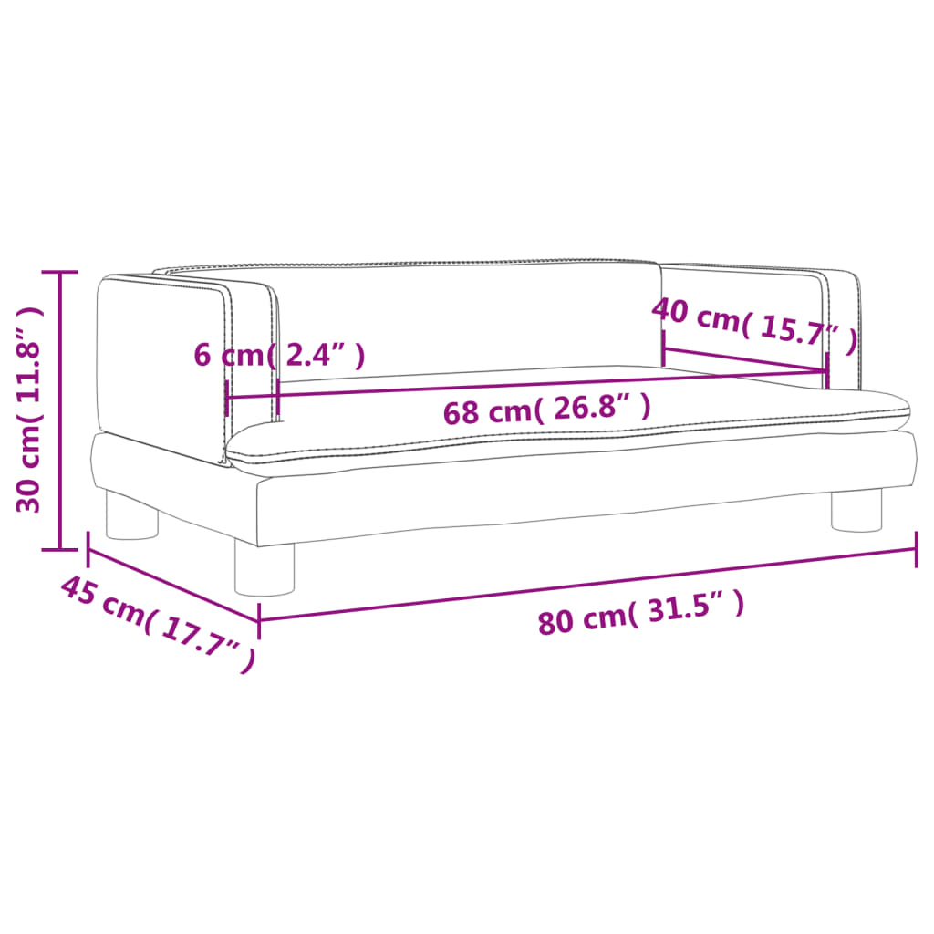 vidaXL Καναπές Παιδικός Γκρι 80 x 45 x 30 εκ. από Συνθετικό Δέρμα