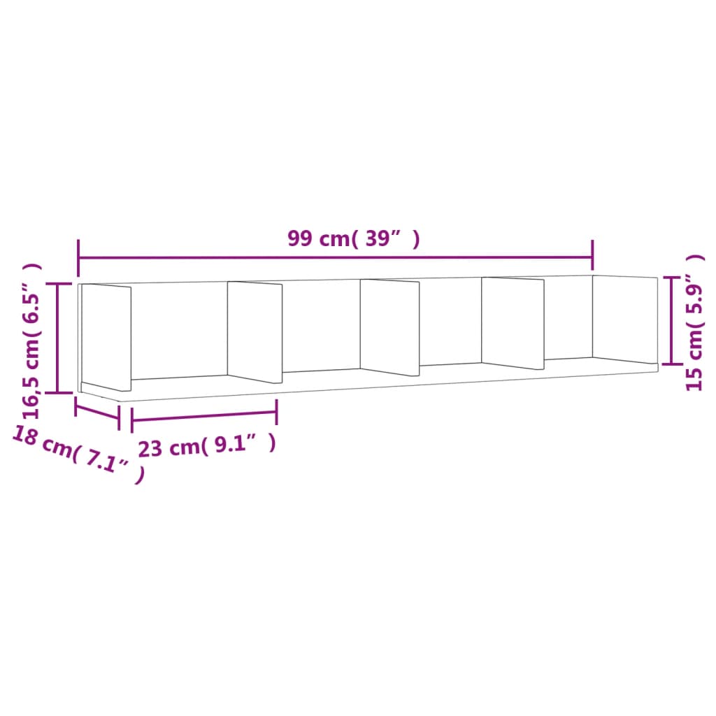 vidaXL Ντουλάπι Τοίχου Γκρι Σκυρ. 99x18x16,5 εκ. Επεξεργασμένο Ξύλο