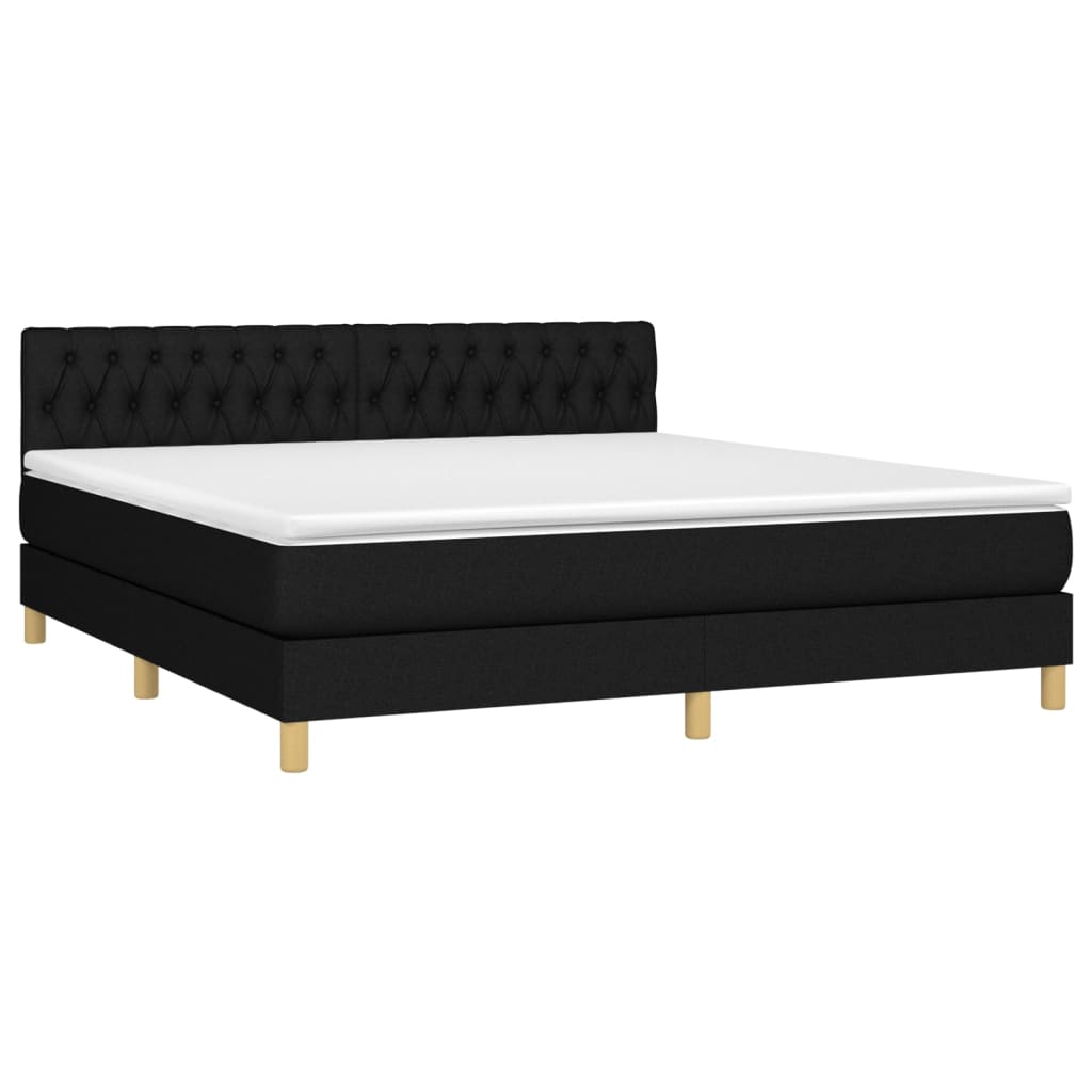 vidaXL Κρεβάτι Boxspring με Στρώμα Μαύρο 180x200 εκ. Υφασμάτινο