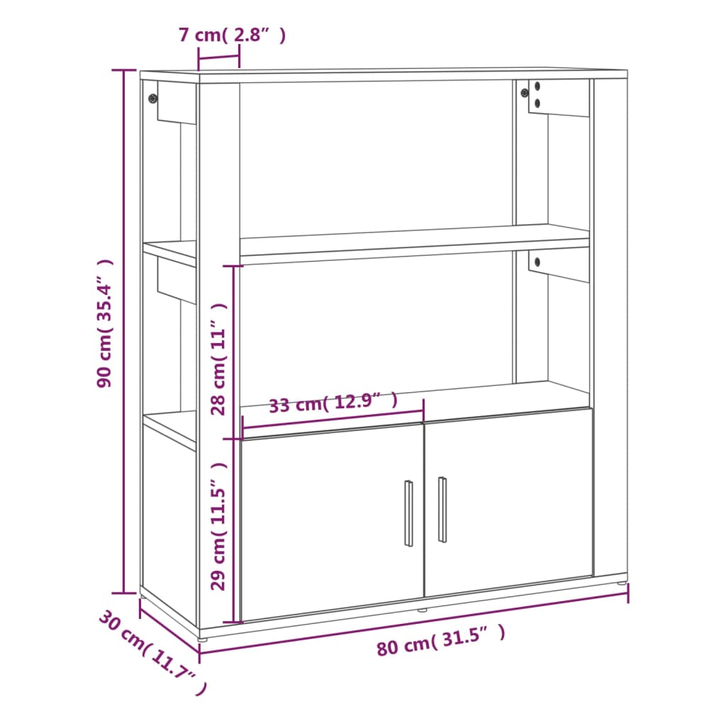 vidaXL Ντουλάπι Γυαλιστερό Λευκό 80x30x90 εκ. Επεξεργασμένο Ξύλο