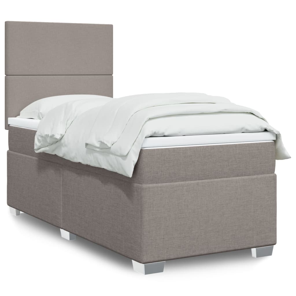 vidaXL Κρεβάτι Boxspring με Στρώμα Taupe 100 x 200 εκ. Υφασμάτινο