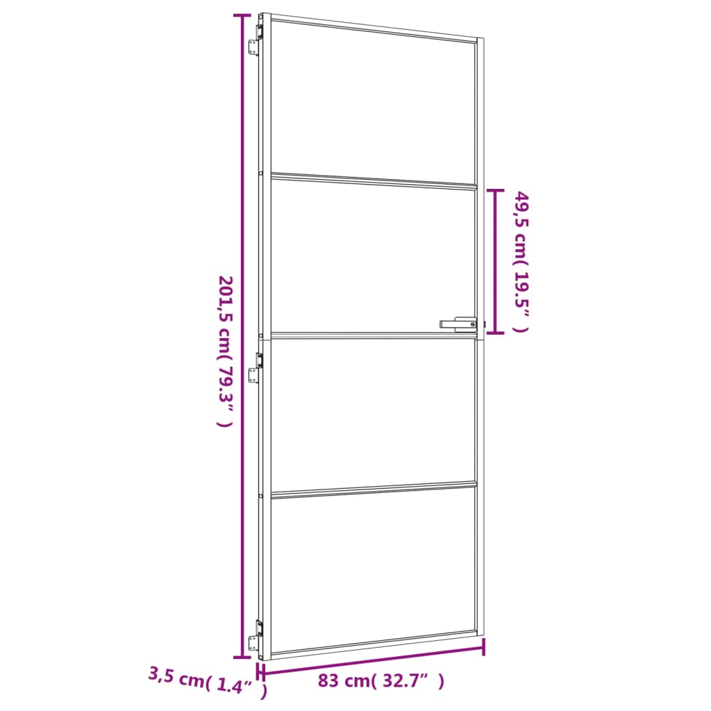 vidaXL Εσωτερική Πόρτα Χρυσή 83 x 201,5 εκ. Ψημένο Γυαλί & Αλουμίνιο