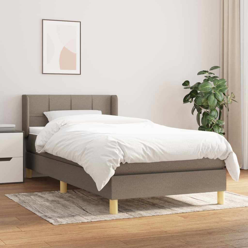 vidaXL Κρεβάτι Boxspring με Στρώμα Taupe 90x200 εκ. Υφασμάτινο