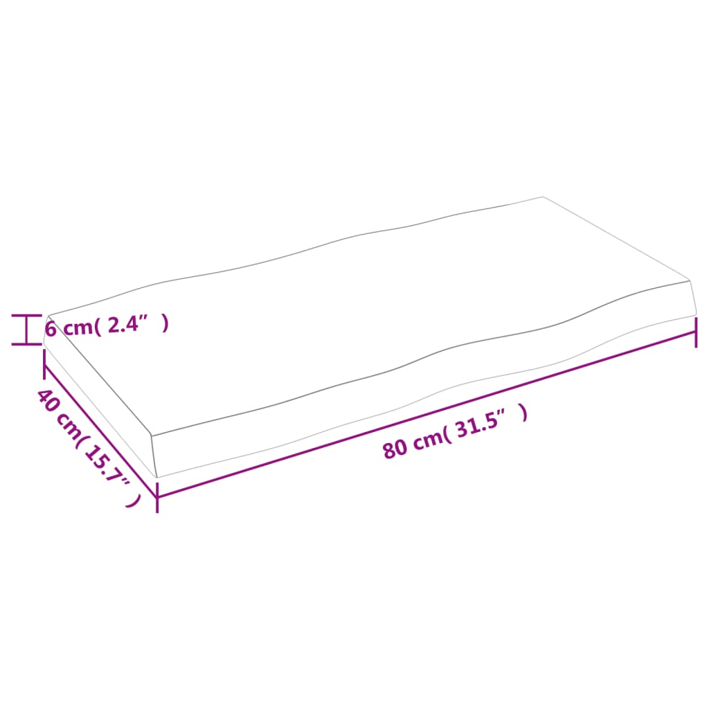 vidaXL Επιφάνεια Τραπεζιού 80x40x(2-6) εκ. Ακατέργαστο Μασίφ Ξύλο