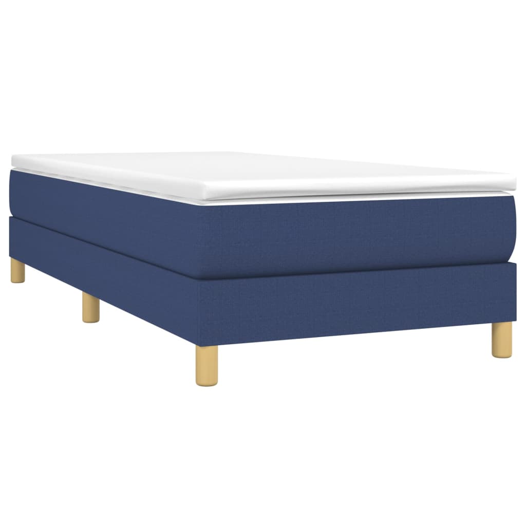 vidaXL Κρεβάτι Boxspring με Στρώμα Μπλε 90x200 εκ.Υφασμάτινο