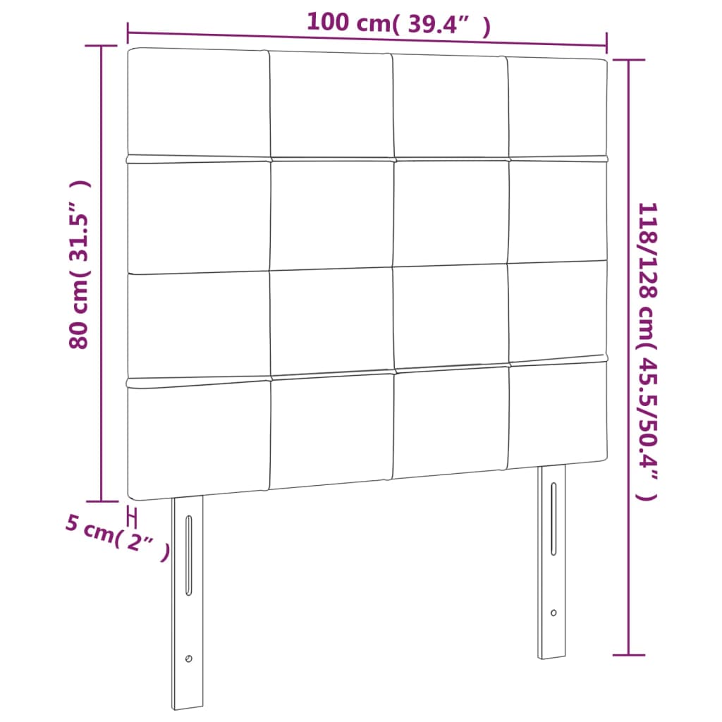 vidaXL Κεφαλάρι Κρεβατιού LED Κρεμ 100x5x118/128 εκ. Υφασμάτινο