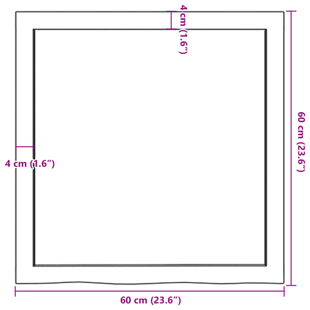 vidaXL Ράφι Τοίχου 60x60x(2-6) εκ. από Ακατέργαστο Μασίφ Ξύλο Δρυός