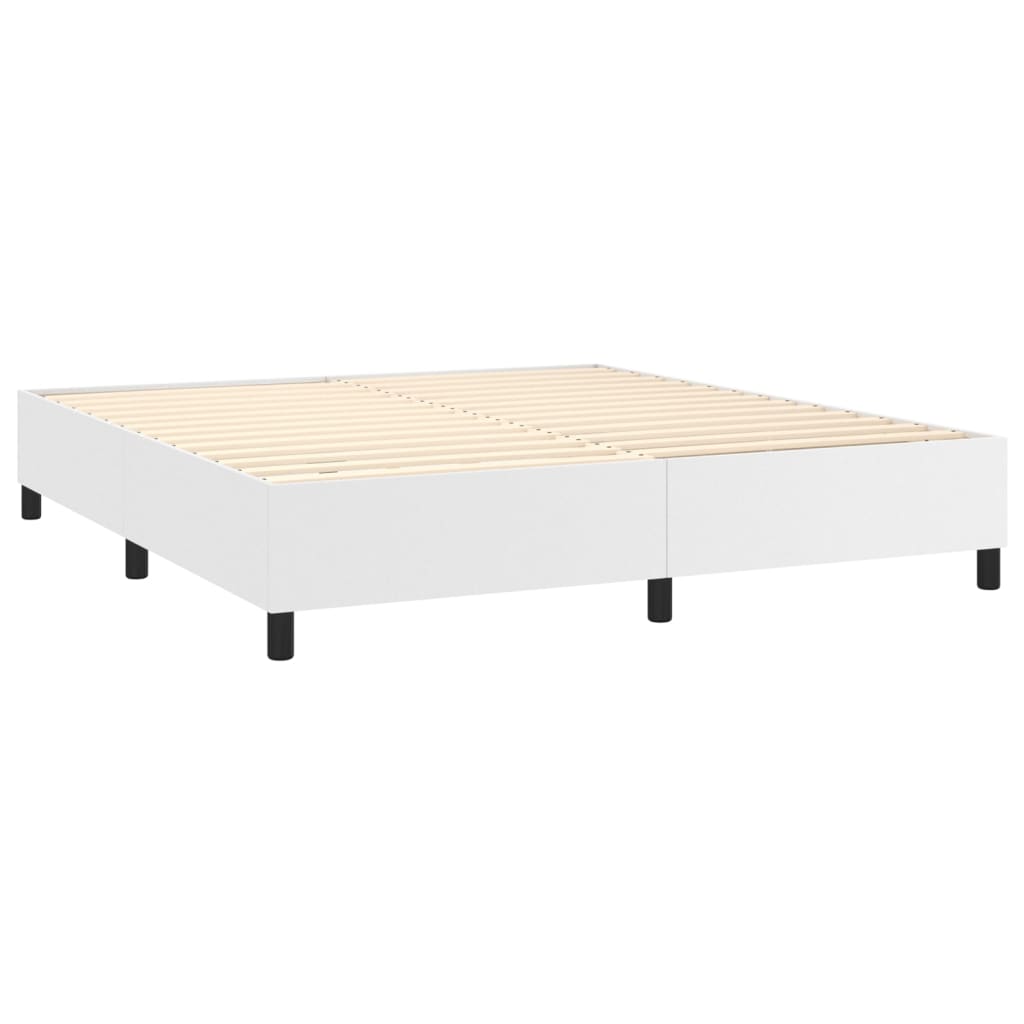 vidaXL Κρεβάτι Boxspring με Στρώμα Λευκό 160x200εκ.από Συνθετικό Δέρμα