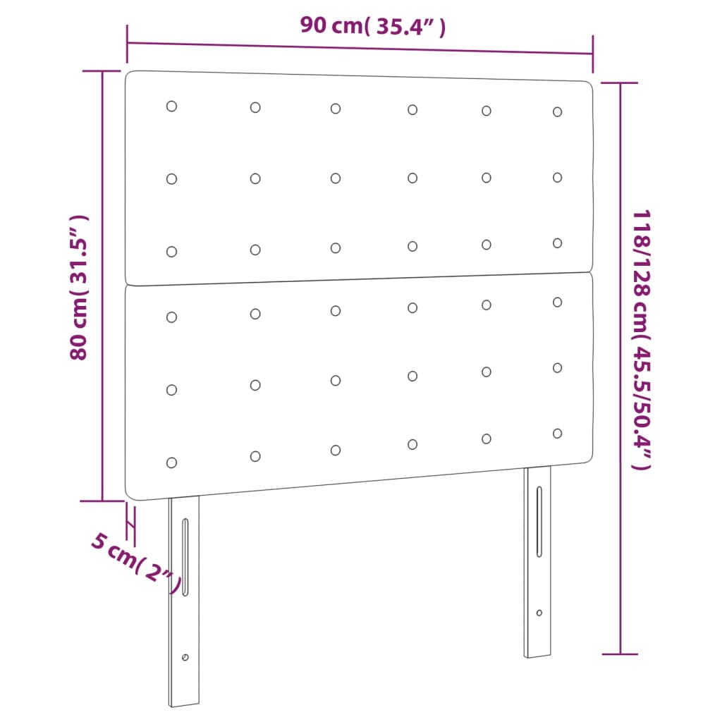 vidaXL Κεφαλάρια Κρεβατιού 2 τεμ. Λευκό 90x5x78/88 εκ.Συνθετικό Δέρμα