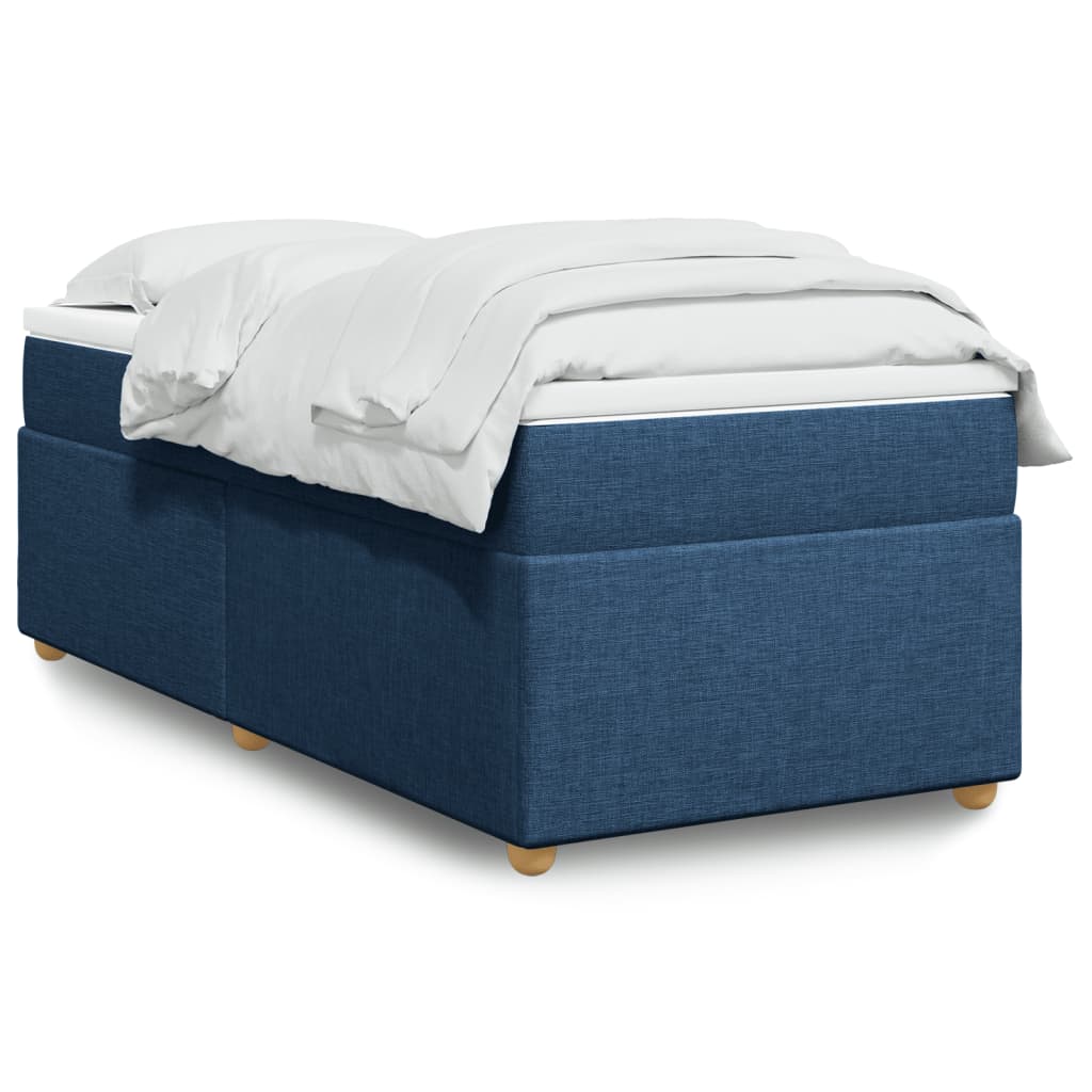 vidaXL Κρεβάτι Boxspring με Στρώμα Μπλε 90x200 εκ.Υφασμάτινο