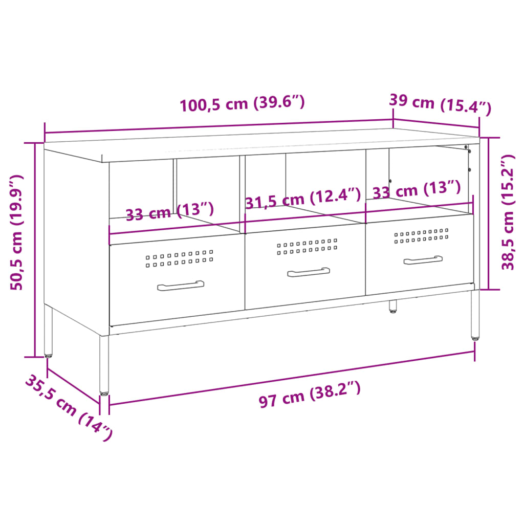 vidaXL Έπιπλο Τηλεόρασης Ροζ 100,5x39x50,5 εκ. Ατσάλι Ψυχρής Έλασης