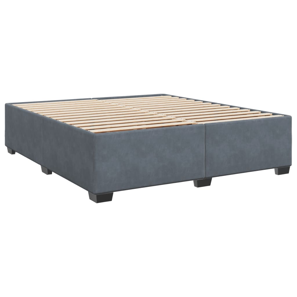 vidaXL Κρεβάτι Boxspring με Στρώμα Σκούρο Γκρι 200x200 εκ. Βελούδινο