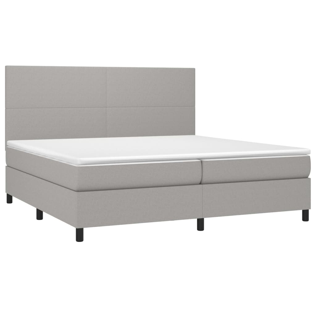 vidaXL Κρεβάτι Boxspring με Στρώμα & LED Αν.Γκρι 200x200εκ. Υφασμάτινο