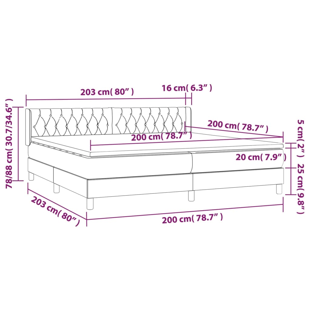 vidaXL Κρεβάτι Boxspring με Στρώμα Μπλε 200x200 εκ. Υφασμάτινο