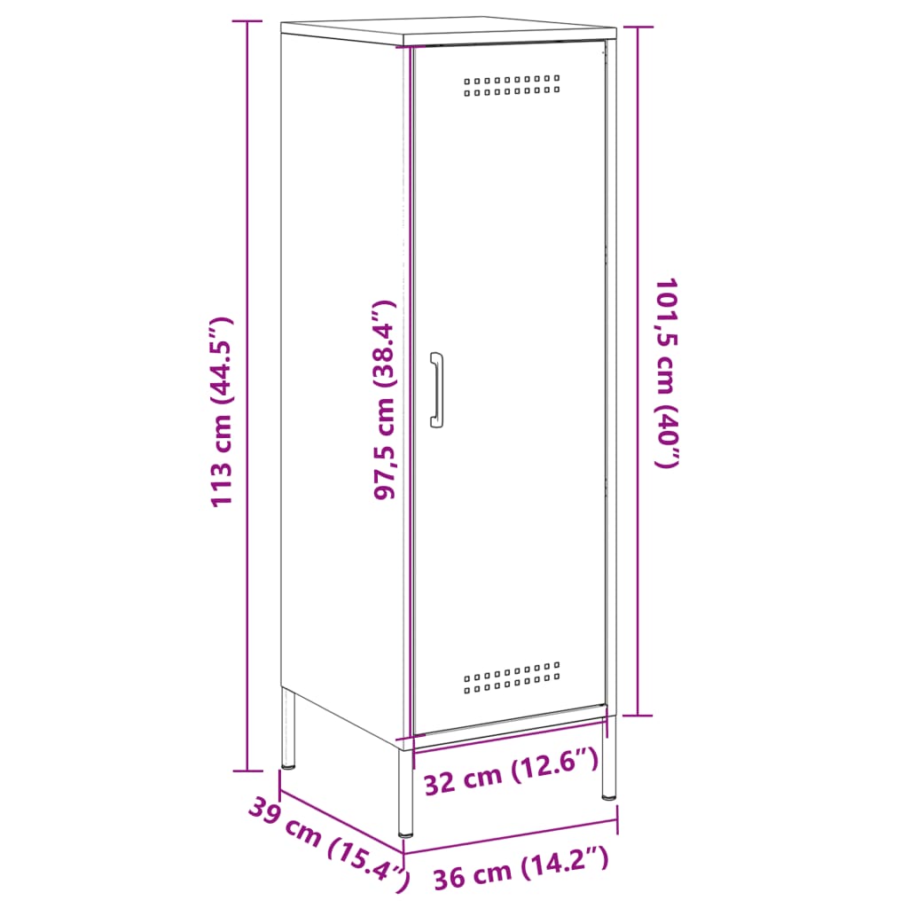 vidaXL Ντουλάπι Πράσινο Λαδί 36x39x113 εκ. από Ατσάλι