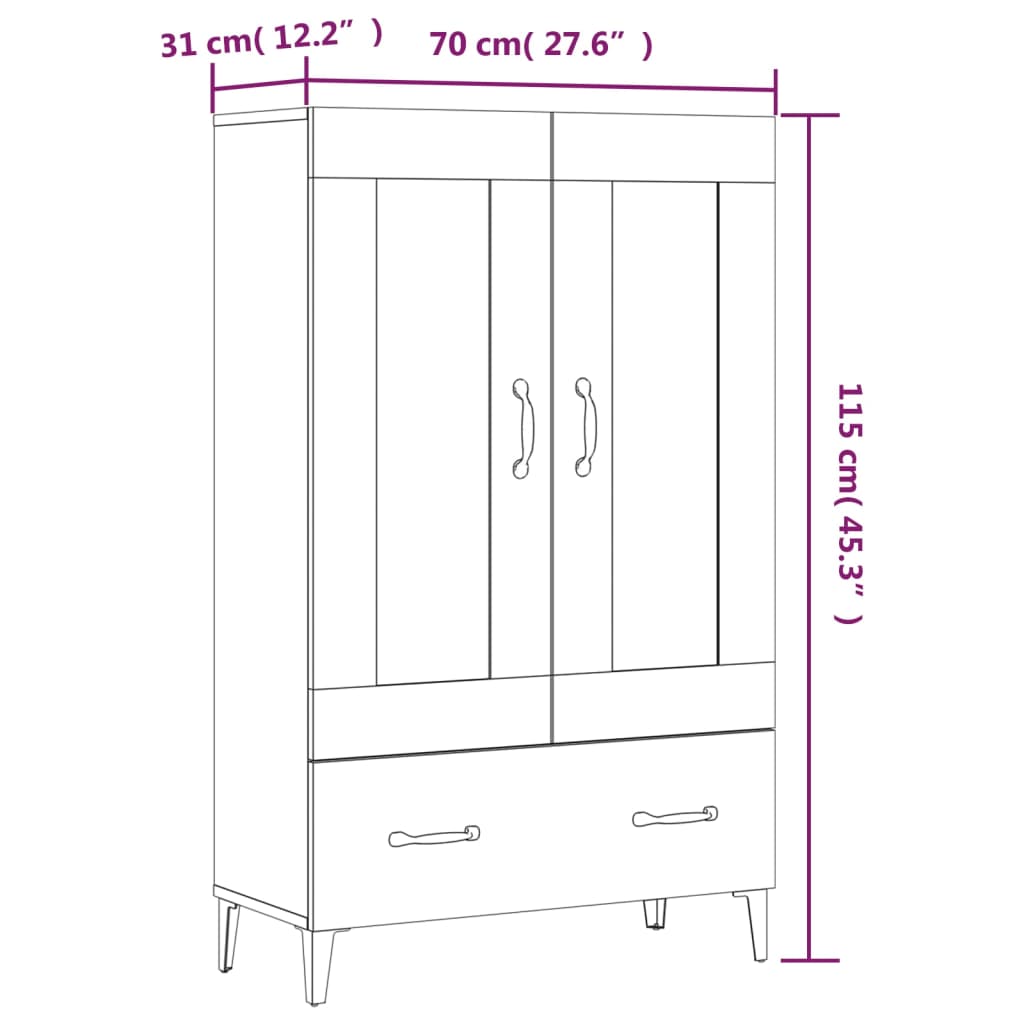 vidaXL Ντουλάπα Sonoma Δρυς 70 x 31 x 115 εκ. από Επεξεργασμένο Ξύλο