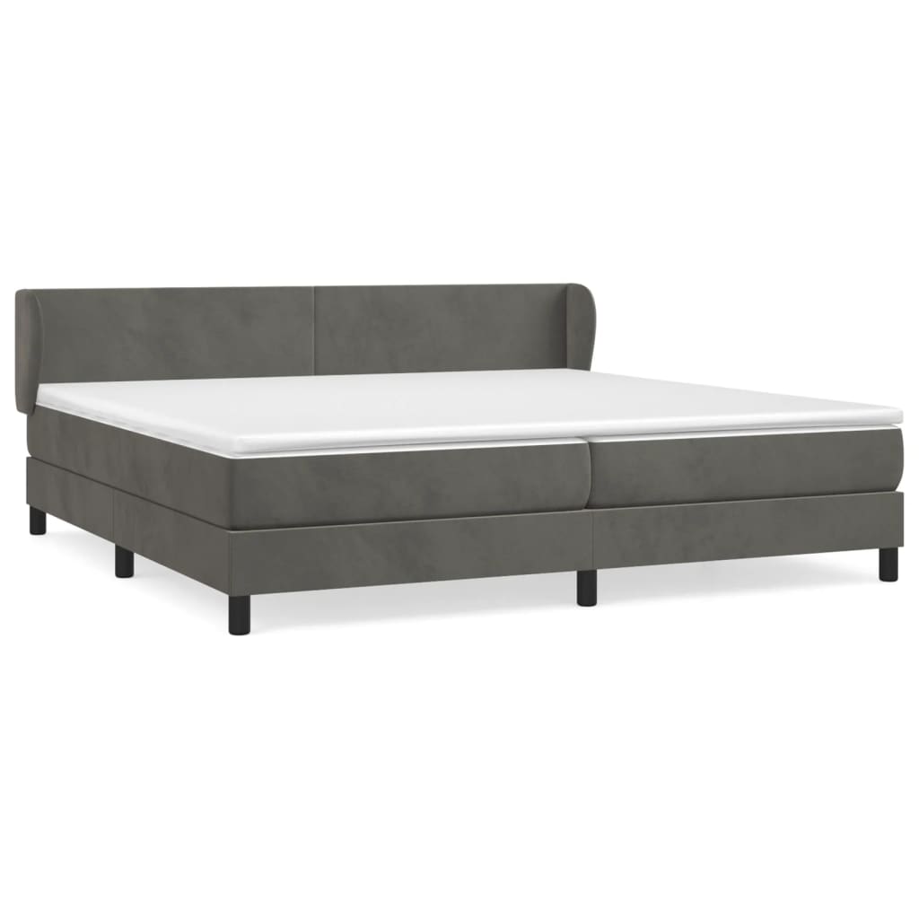 vidaXL Κρεβάτι Boxspring με Στρώμα Σκούρο Γκρι 200x200 εκ. Βελούδινο