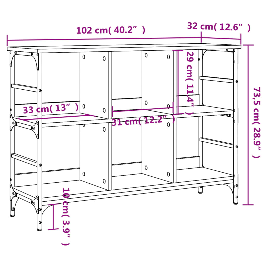 vidaXL Μπουφές Γκρι Sonoma 102 x 32 x 73,5 εκ. από Επεξεργασμένο Ξύλο