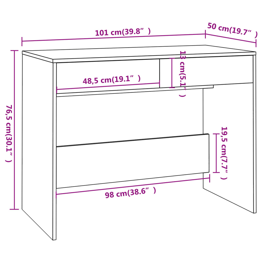 vidaXL Γραφείο Γκρι Sonoma 100x50x76,5 εκ. από Επεξεργασμένο Ξύλο