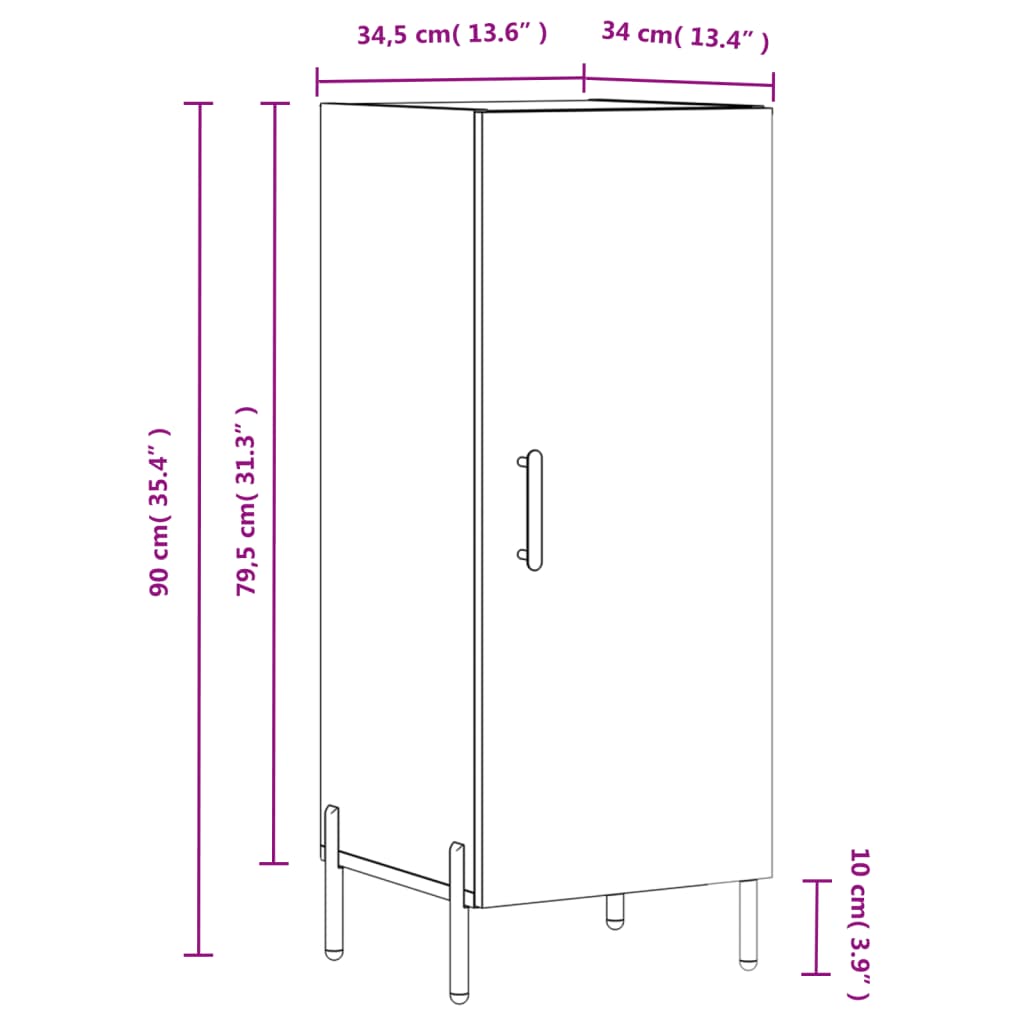 vidaXL Ντουλάπι Γκρι Sonoma 34,5x34x90 εκ. από Επεξεργασμένο Ξύλο