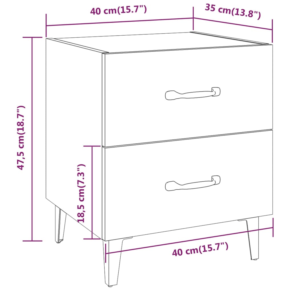 vidaXL Κομοδίνο Καπνιστή Δρυς 40 x 35 x 47,5 εκ.