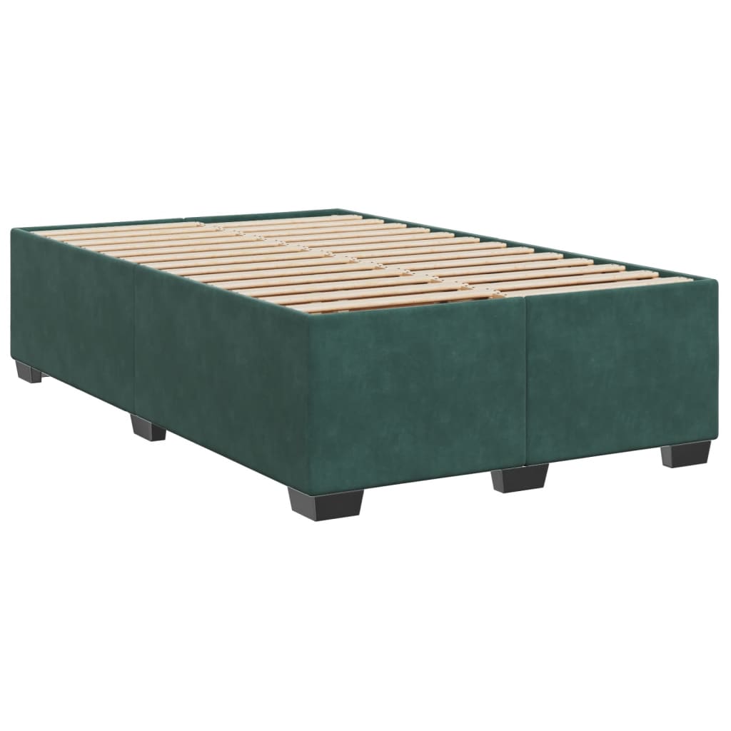 vidaXL Κρεβάτι Boxspring με Στρώμα Σκούρο Πράσινο 120x200εκ. Βελούδινο