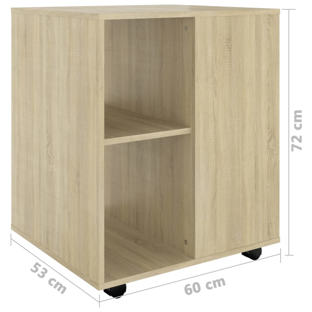 vidaXL Ντουλάπι Τροχήλατο Sonoma Δρυς 60x53x72 εκ. Επεξ. Ξύλο