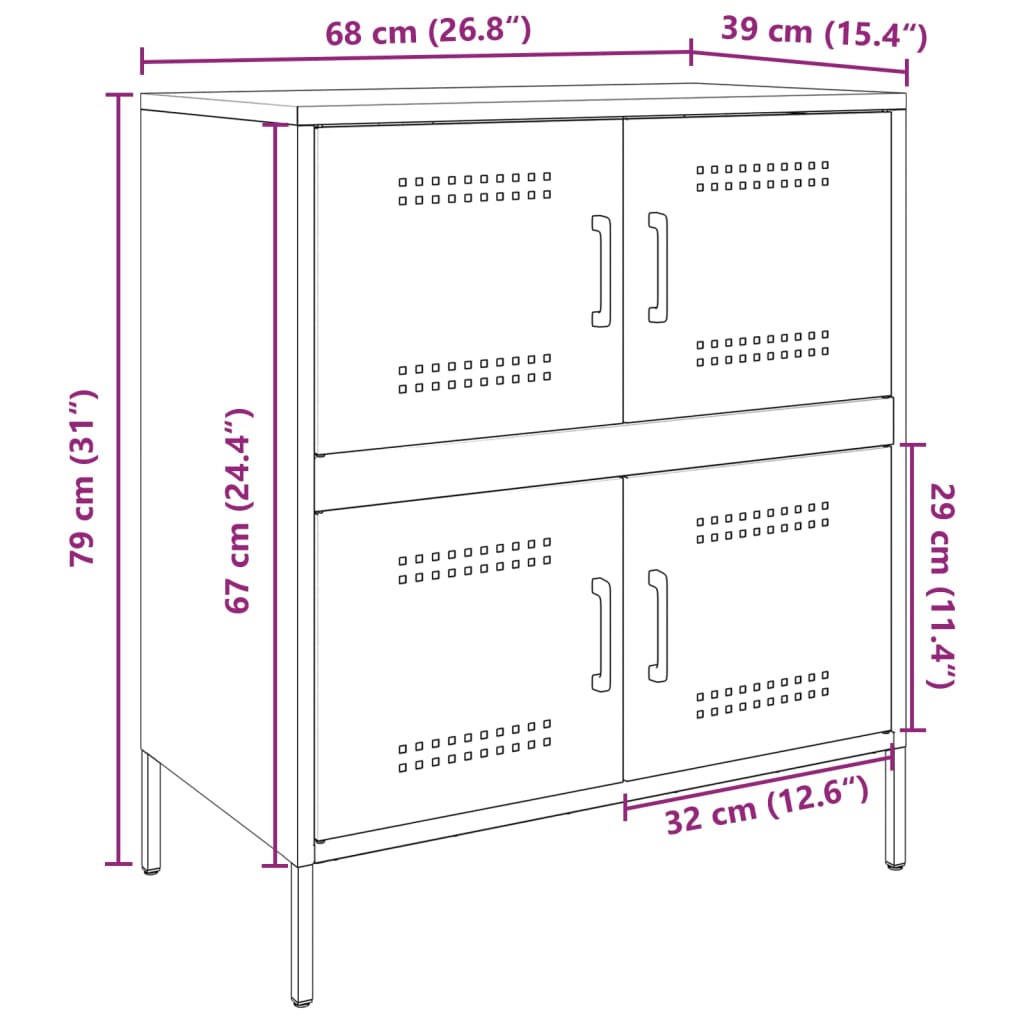 vidaXL Ντουλάπι Ροζ 68x39x79 εκ. από Ατσάλι