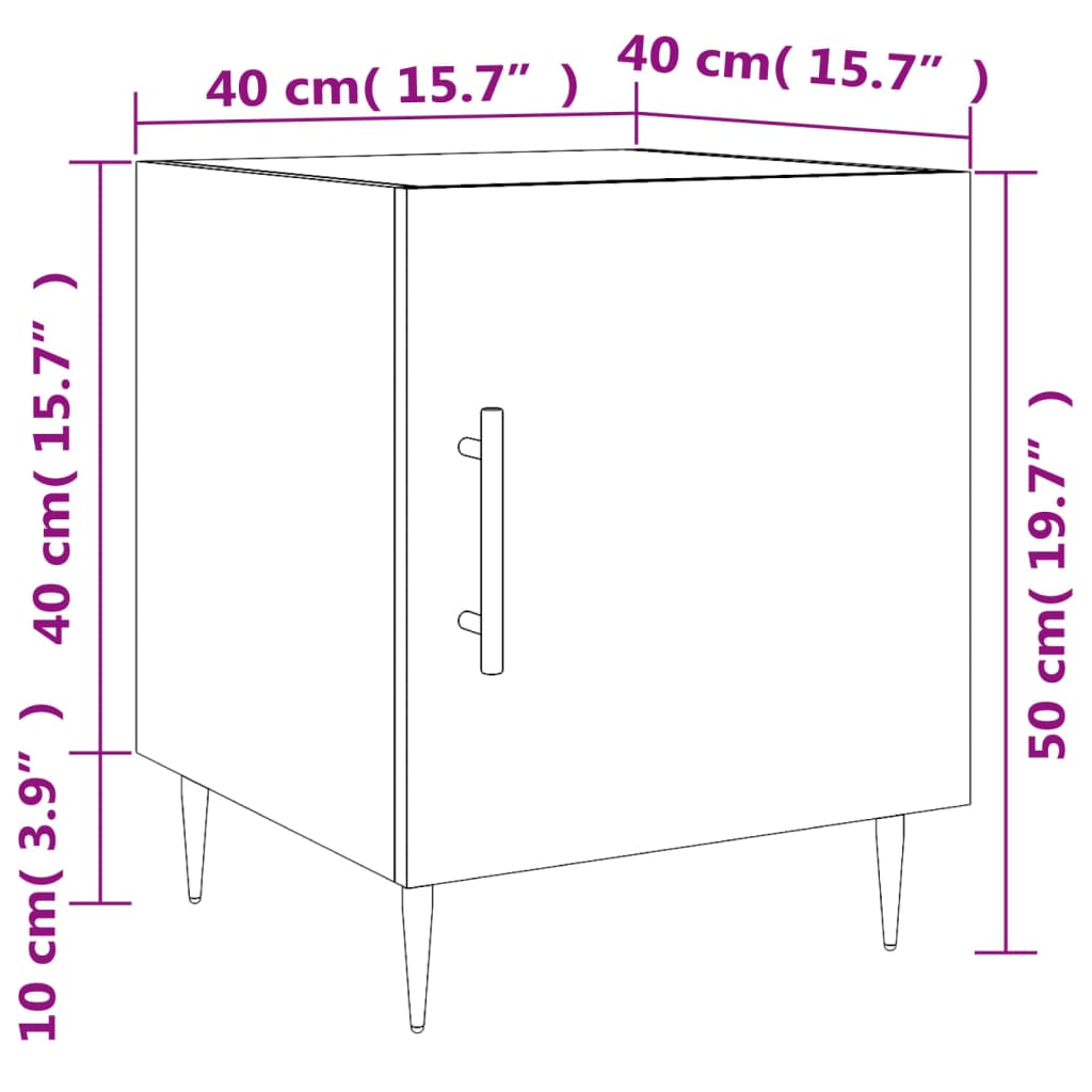 vidaXL Κομοδίνο Καφέ Δρυς 40 x 40 x 50 εκ. από Επεξεργασμένο Ξύλο