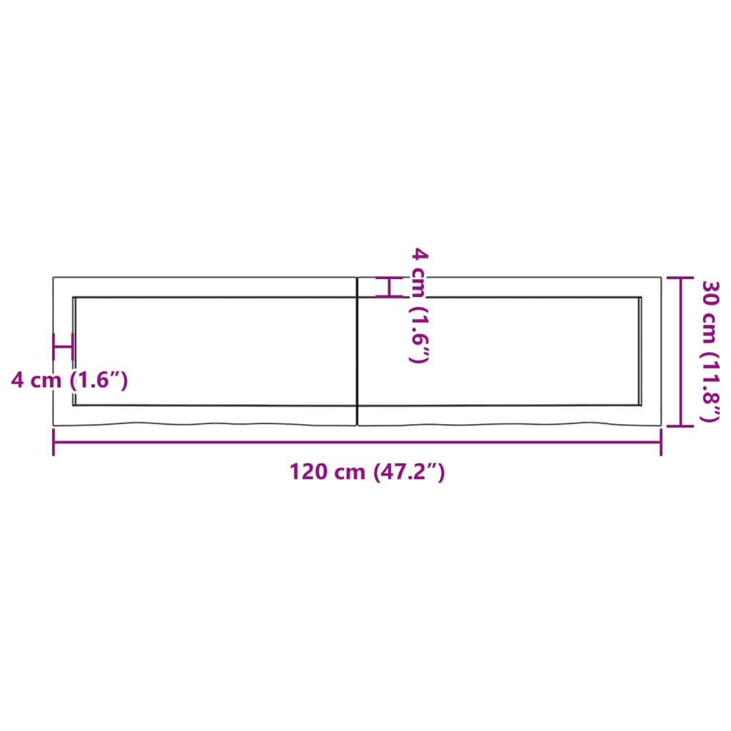 vidaXL Ράφι Τοίχου Ανοιχτό Καφέ 120x30x(2-4)εκ. Επεξ. Μασίφ Ξύλο Δρυός