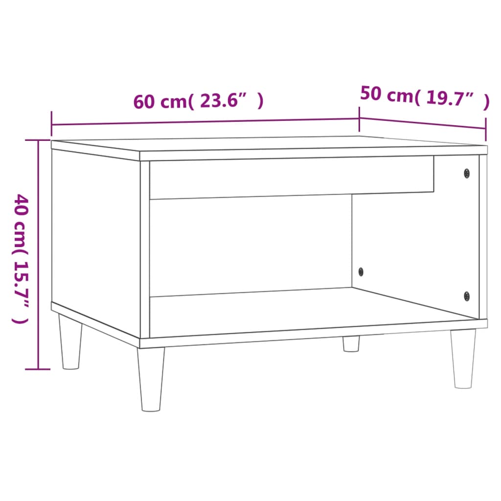 vidaXL Τραπεζάκι Σαλονιού Γυαλ. Λευκό 60x50x40 εκ. Επεξεργασμένο Ξύλο