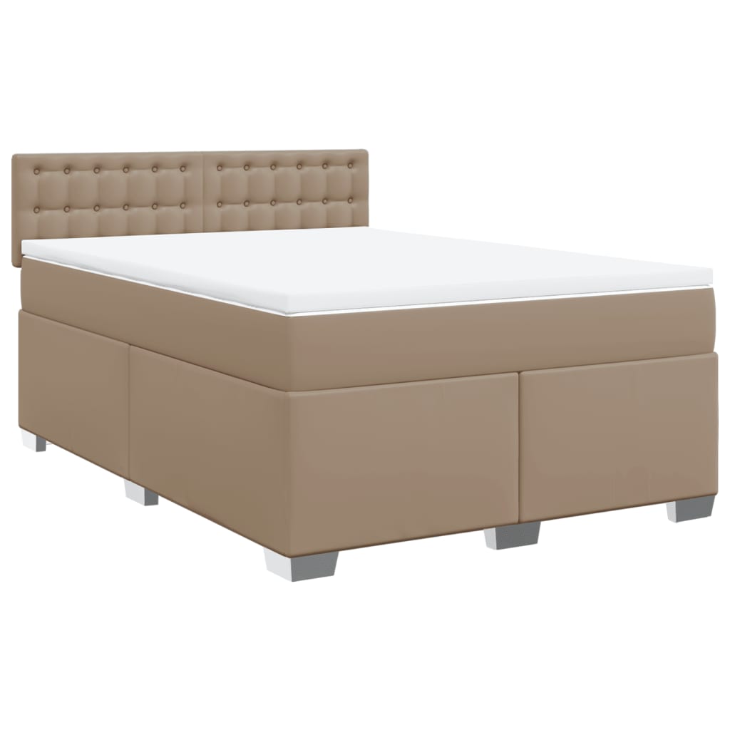 vidaXL Κρεβάτι Boxspring με Στρώμα Καπουτσίνο 140x200εκ.από Συνθ.Δέρμα