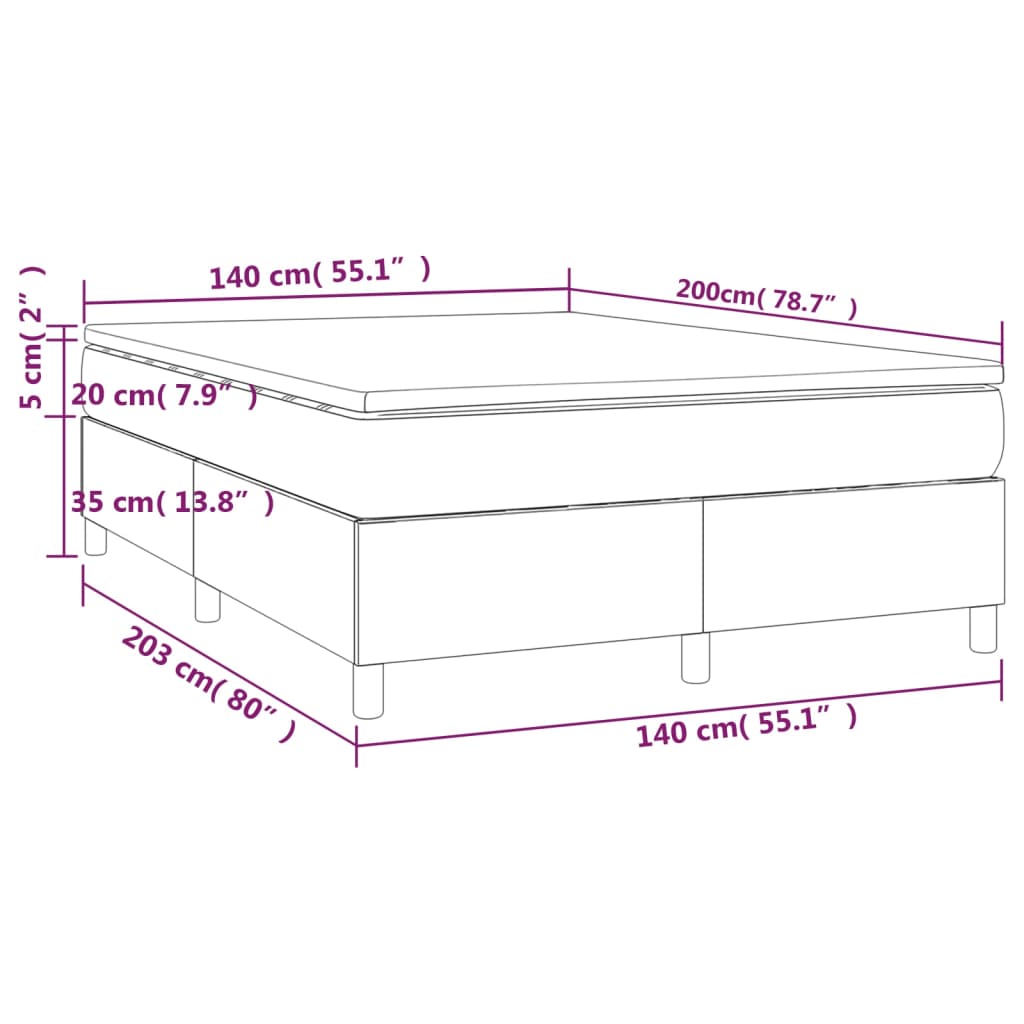 vidaXL Κρεβάτι Boxspring με Στρώμα Ανοιχτό Γκρι 140x200 εκ. Βελούδινο