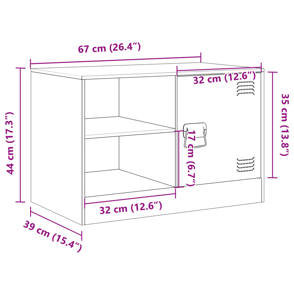 vidaXL Έπιπλο Τηλεόρασης Μουσταρδί Κίτρινο 67x39x44 εκ. από Ατσάλι