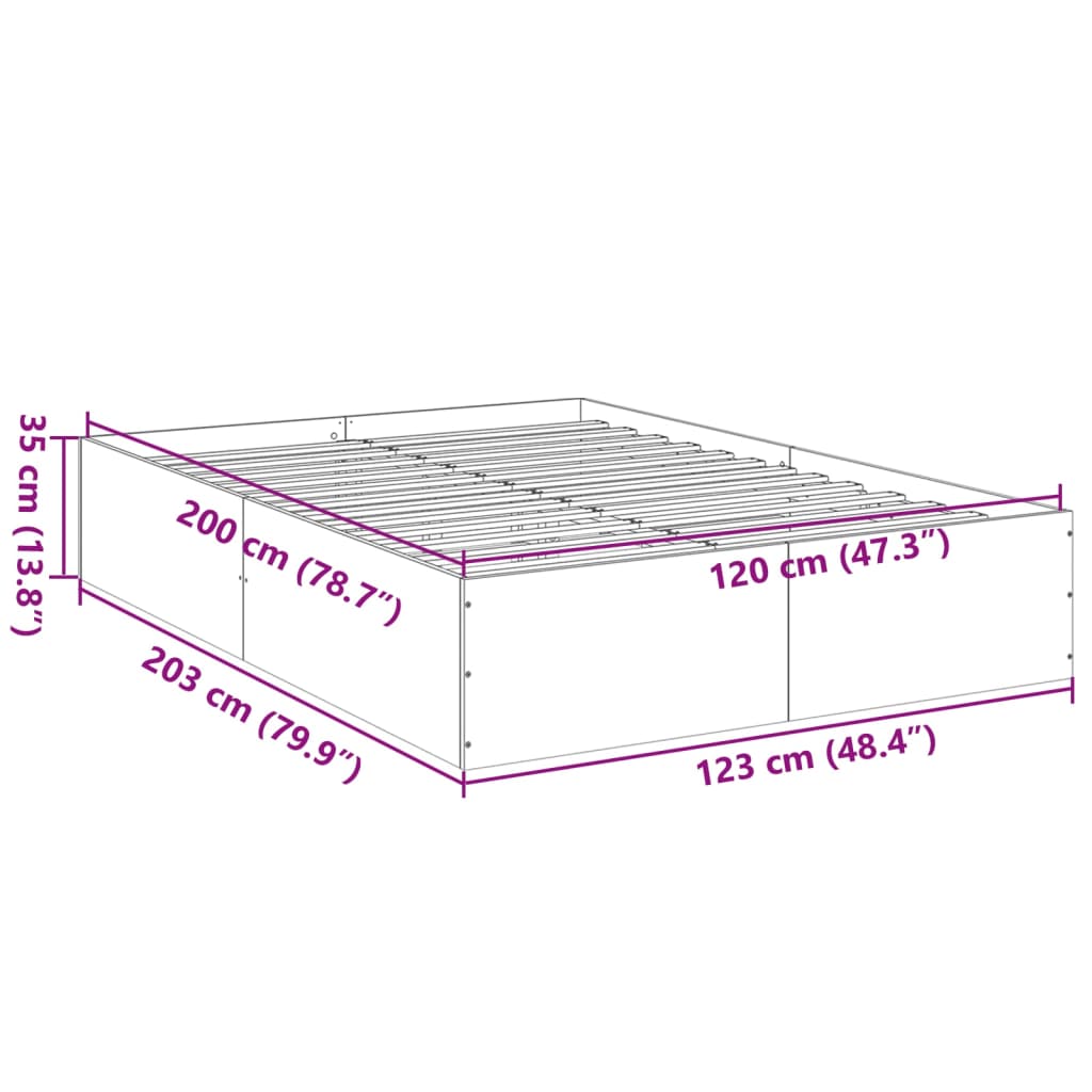 vidaXL Πλαίσιο Κρεβατιού Καφέ Δρυς 120x200 εκ. Επεξεργασμένο Ξύλο