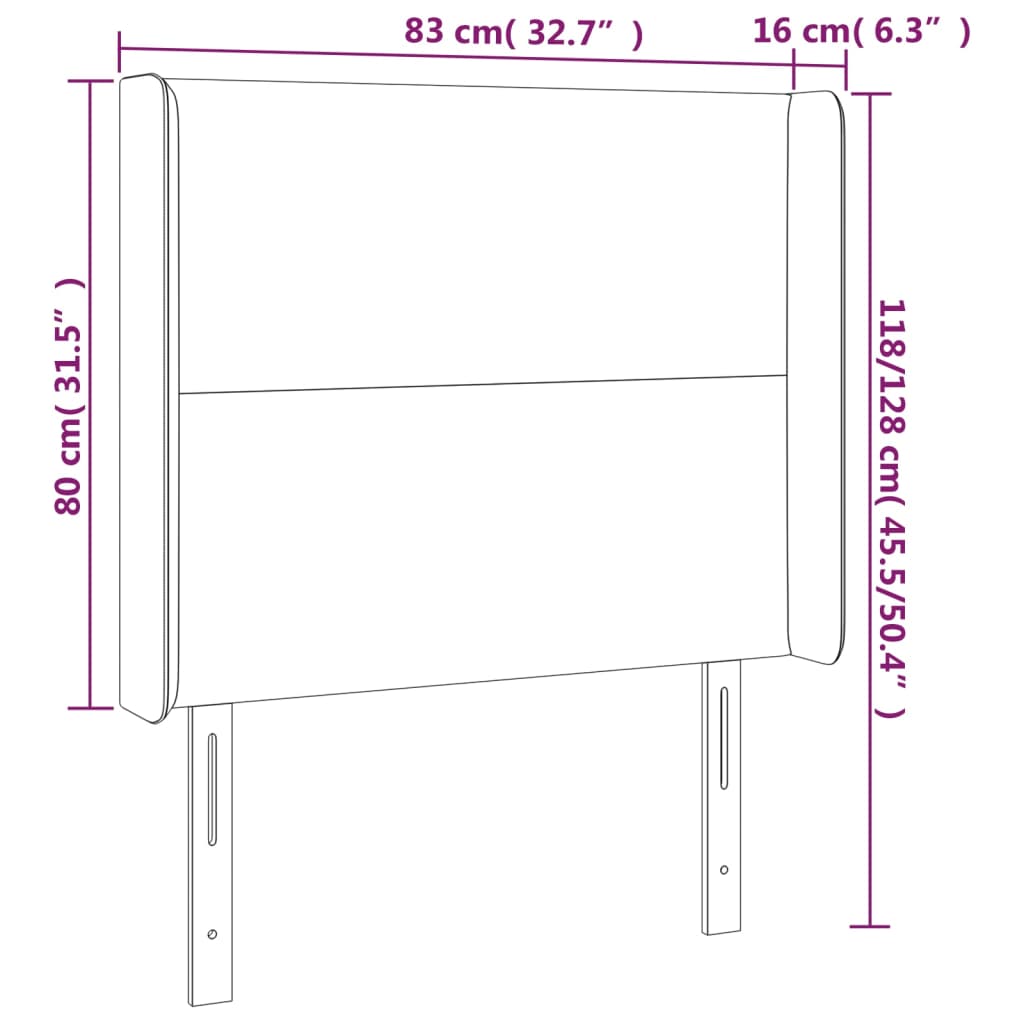 vidaXL Κεφαλάρι Κρεβατιού LED Μαύρο 83x16x118/128εκ. Συνθετ. Δέρμα