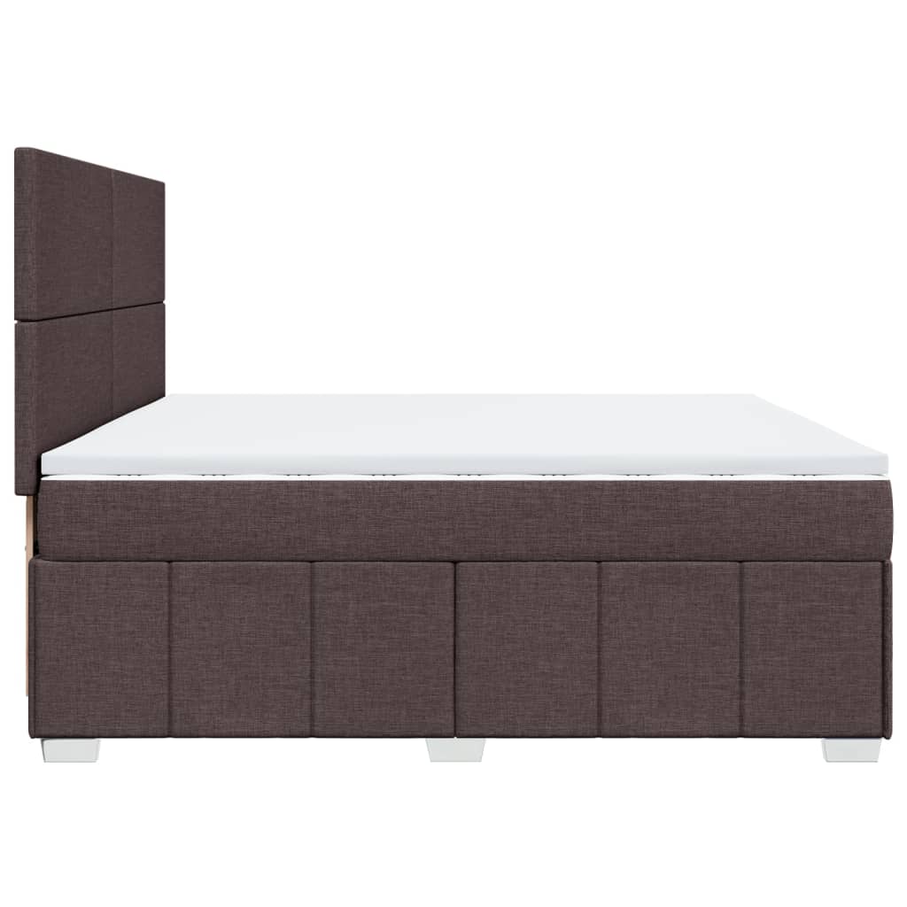 vidaXL Κρεβάτι Boxspring με Στρώμα Σκούρο Καφέ 200x200 εκ. Υφασμάτινο