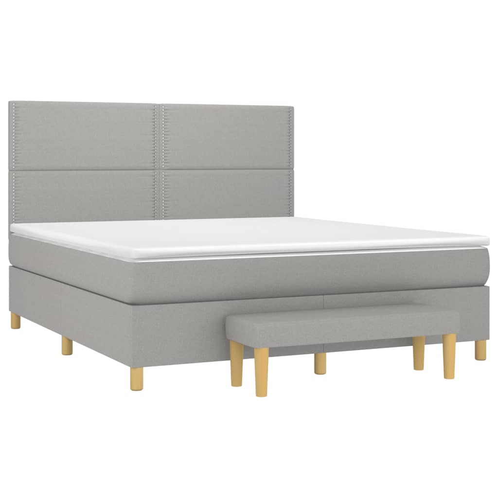 vidaXL Κρεβάτι Boxspring με Στρώμα Ανοιχτό Γκρι 180x200 εκ. Υφασμάτινο