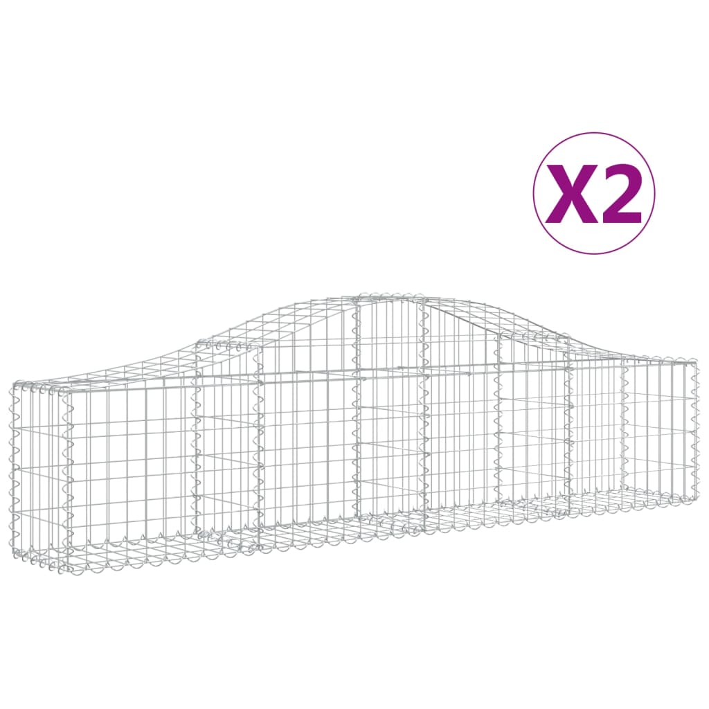 vidaXL Συρματοκιβώτια Τοξωτά 2 τεμ. 200x30x40/60 εκ. Γαλβαν. Ατσάλι