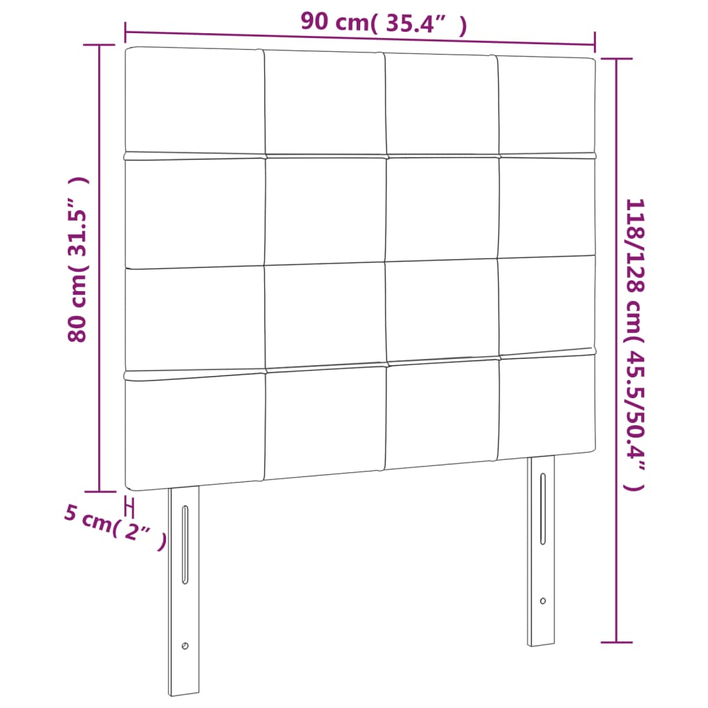 vidaXL Κεφαλάρι Κρεβατιού LED Μαύρο 90x5x118/128 εκ. Βελούδινο