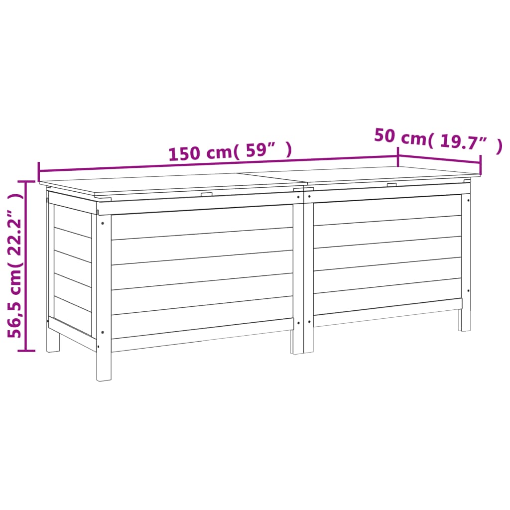 vidaXL Μπαούλο Αποθ. Κήπου Λευκό 150x50x56,5 εκ Μασίφ Ξύλο Ελάτης