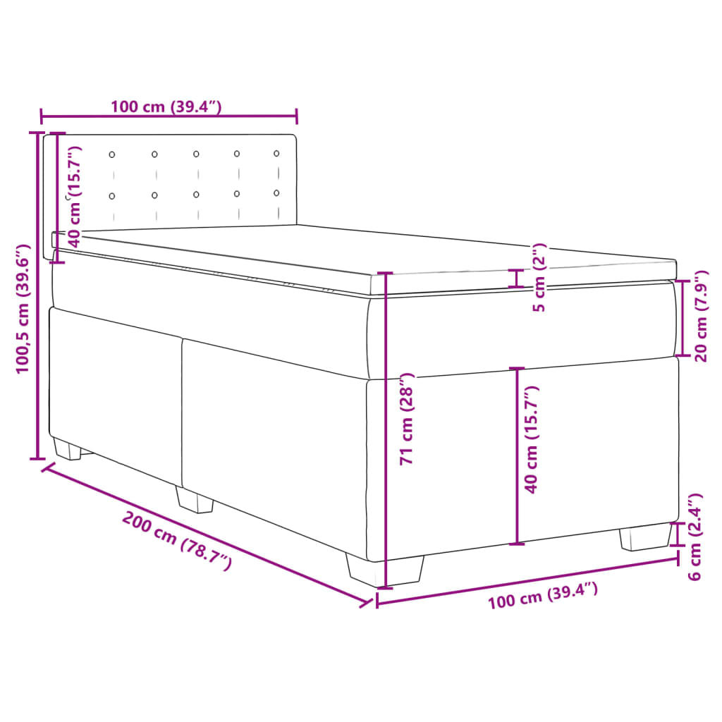 vidaXL Κρεβάτι Boxspring με Στρώμα Καπουτσίνο 100x200εκ.από Συνθ.Δέρμα