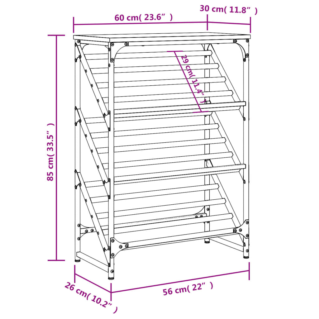 vidaXL Παπουτσοθήκη Καπνιστή Δρυς 60x30x85 εκ. Επεξεργασμένο Ξύλο