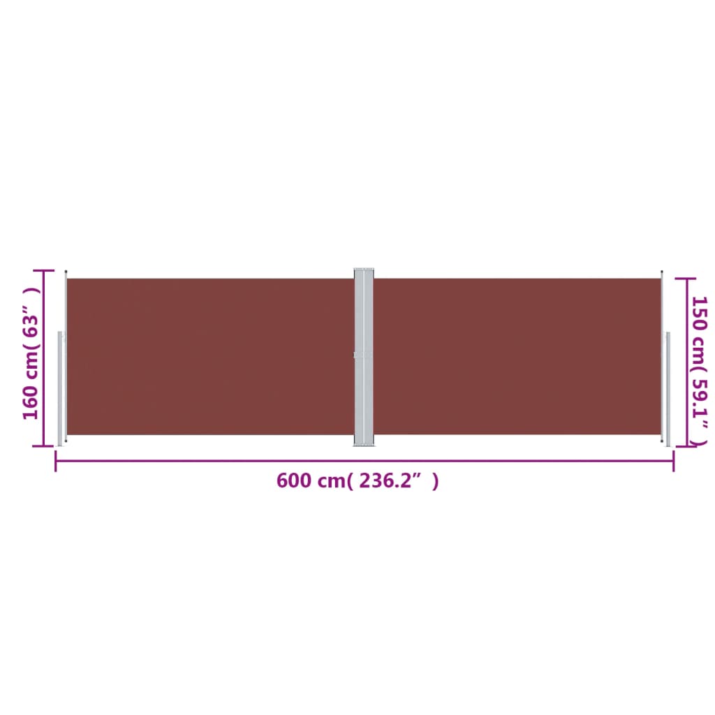 vidaXL Σκίαστρο Πλαϊνό Πτυσσόμενο Καφέ 160 x 600 εκ.