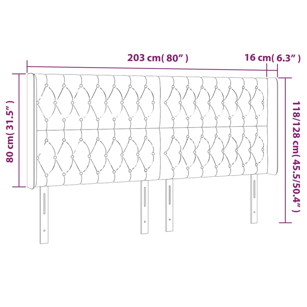 vidaXL Κεφαλάρι με Πτερύγια Ροζ 203x16x118/128 εκ. Βελούδινο