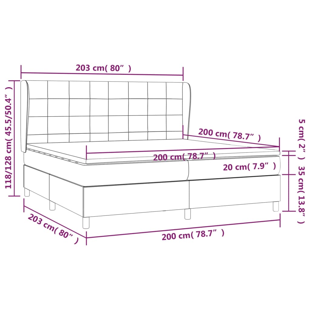 vidaXL Κρεβάτι Boxspring με Στρώμα Ροζ 200x200 εκ. Βελούδινο