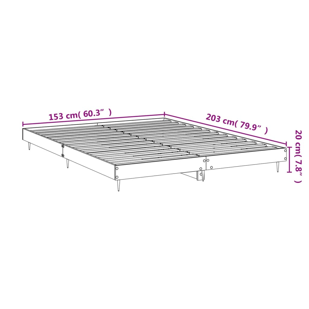 vidaXL Πλαίσιο Κρεβατιού Καφέ Δρυς 150x200 εκ. Επεξεργασμένο Ξύλο