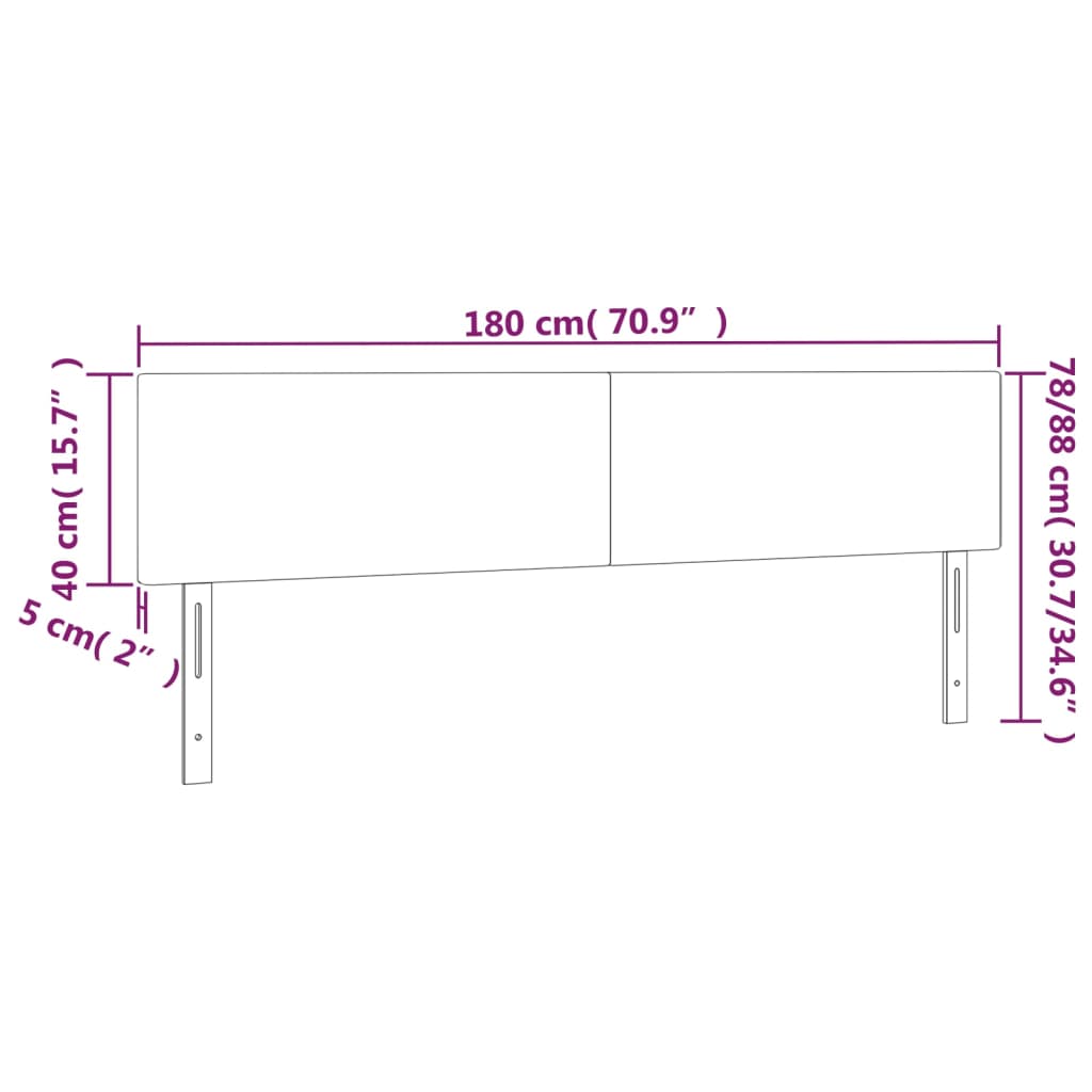 vidaXL Κεφαλάρι Κρεβατιού LED Ανοιχτό Γκρι 180x5x78/88 εκ. Βελούδινο