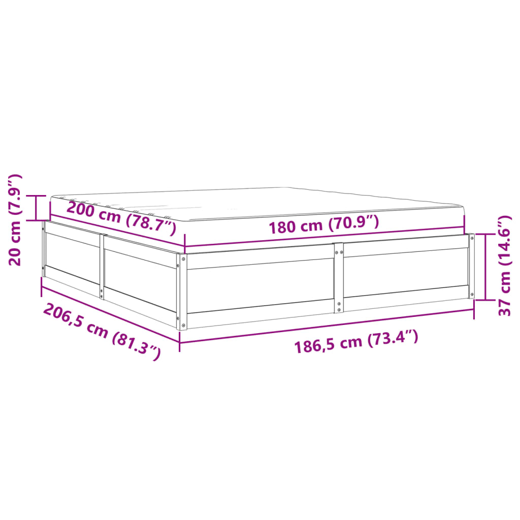 vidaXL Κρεβάτι με Στρώμα Λευκό 180x200 εκ Μασίφ Ξύλο Πεύκου