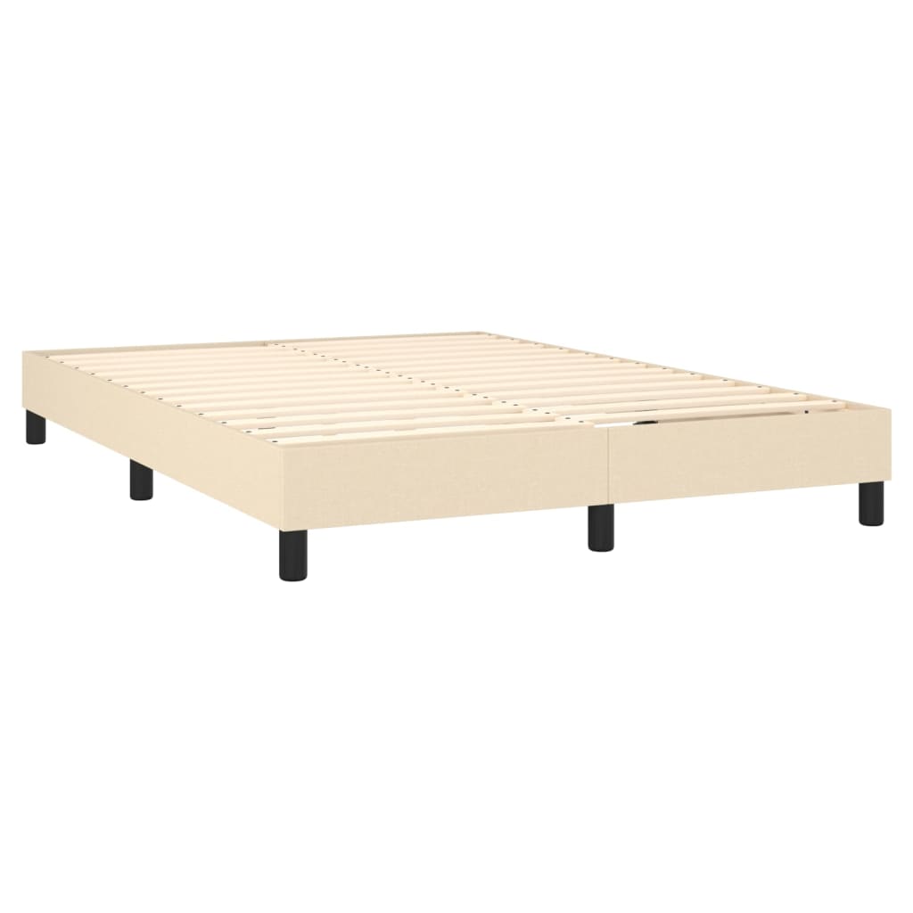 vidaXL Κρεβάτι Boxspring με Στρώμα Κρεμ 140x200 εκ. Υφασμάτινο